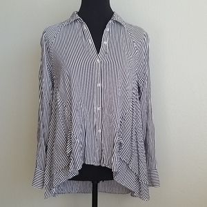 Umgee Oversized Striped High/low Button Down